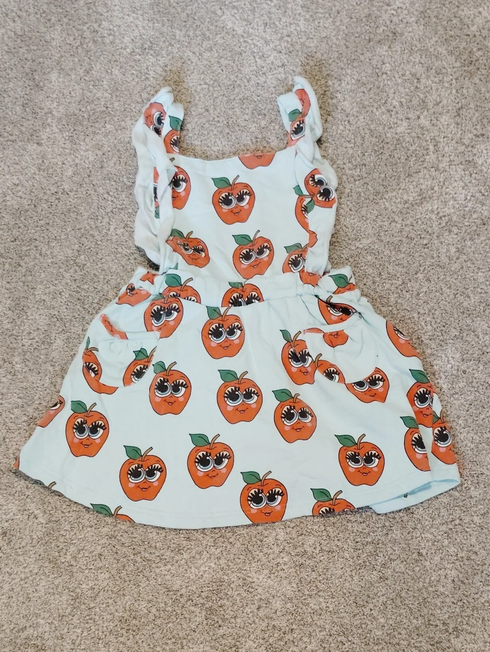 Hugo Loves Tiki Girls Mint Sundress with Playful Apple Print